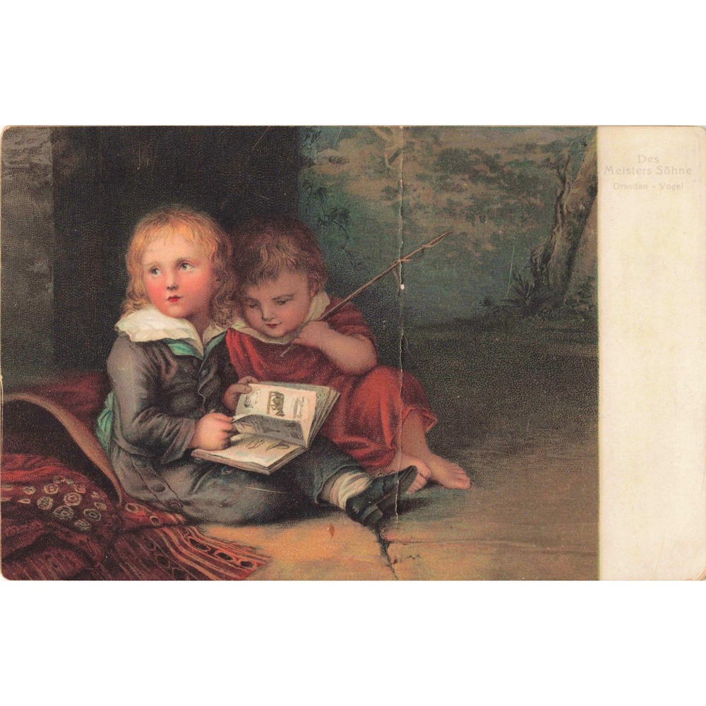 Antique 1908 Des Meisters Sohne Postcard Stengel & Co Dresden Vogel Children Art - Picture 1 of 2